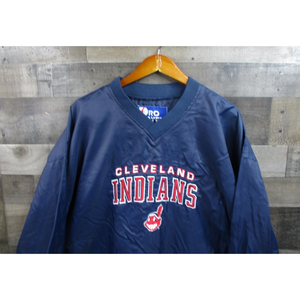 Vintage Cleveland Indians Jacket Mens Large Blue MLB Baseball Pro Player 90s